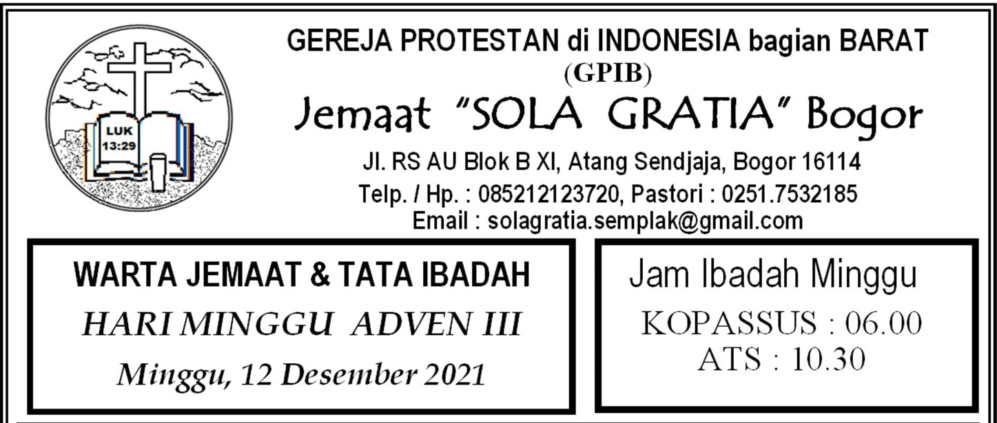Read more about the article Warta Jemaat, Minggu 12 Desember 2021