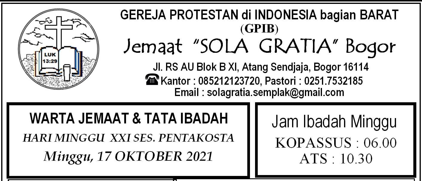 Read more about the article Warta Jemaat, Minggu 17 Oktober 2021 (Hut ke-11 Pelkat PKLU)