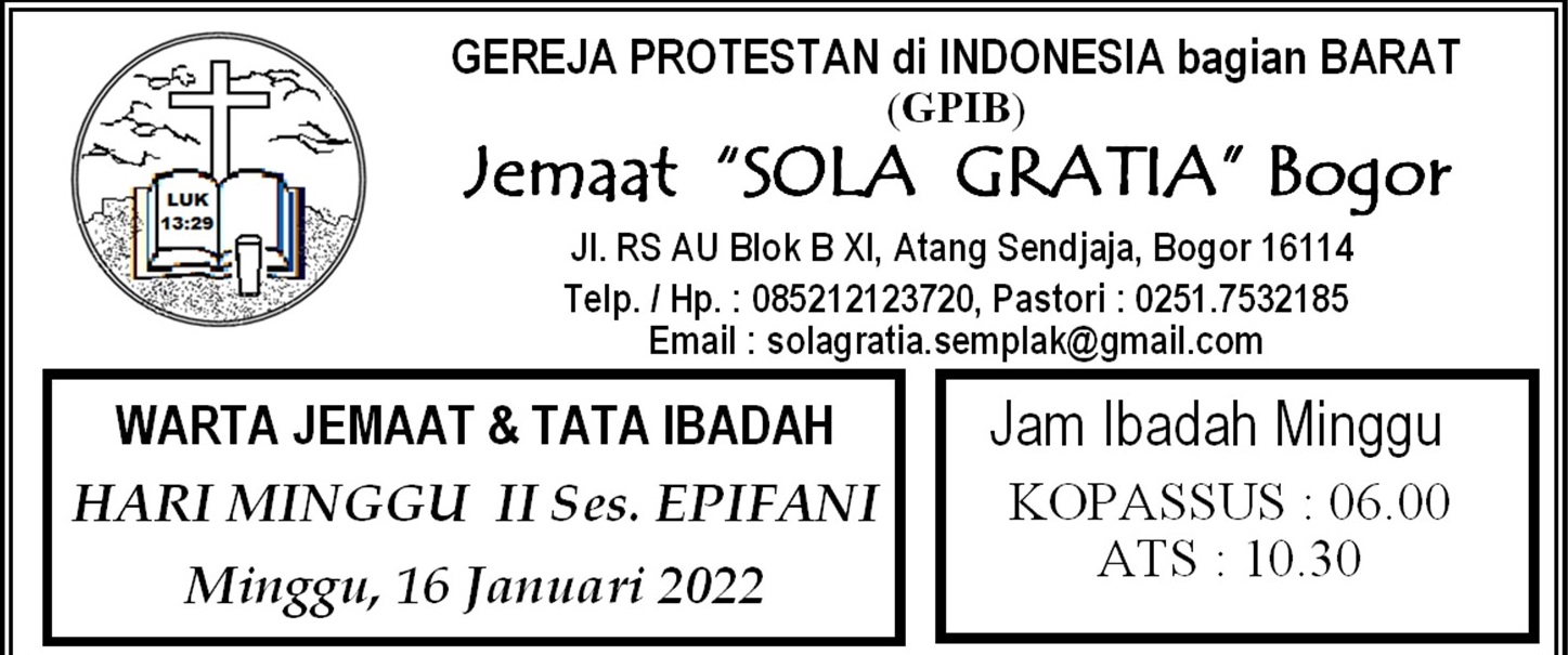 Read more about the article Warta Jemaat, Minggu 16 Januari 2022