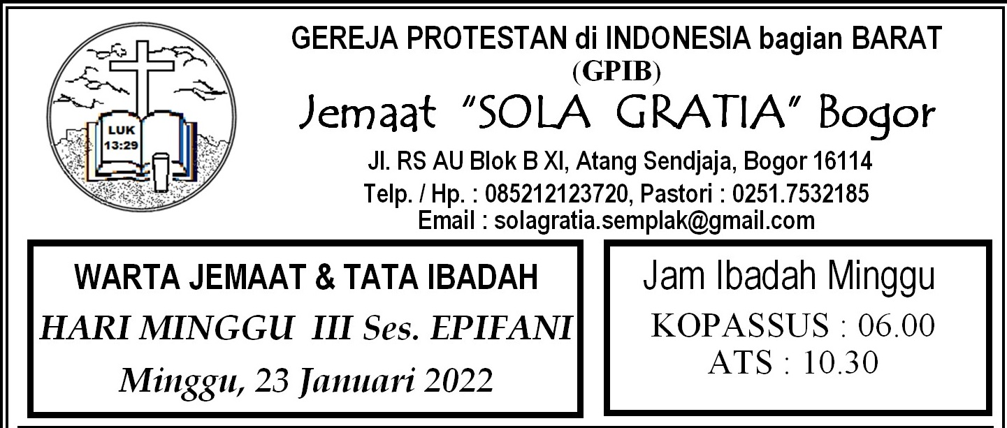Read more about the article Warta Jemaat, Minggu 23 Januari 2022