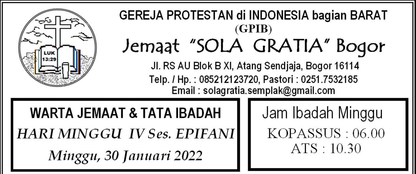 Read more about the article Warta Jemaat, Minggu 30 Januari 2022