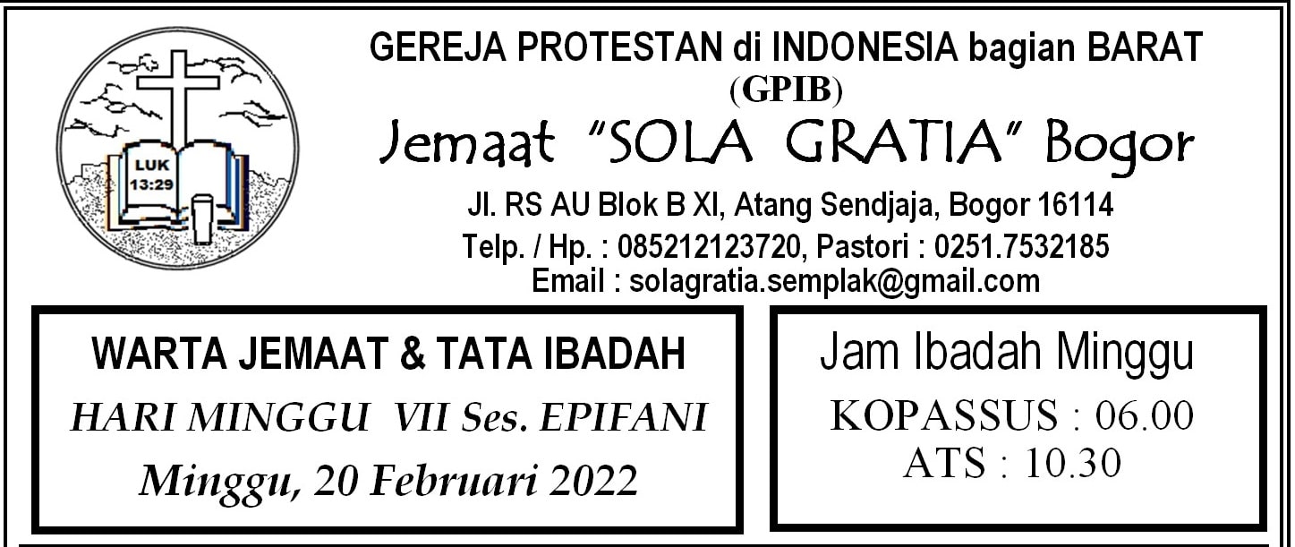 Read more about the article Warta Jemaat, Minggu 20 Februari 2022 (HUT PELKAT PKP KE-57)