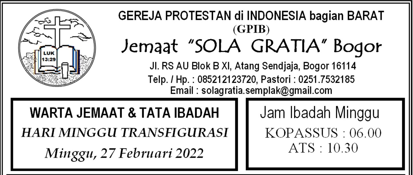 Read more about the article Warta Jemaat, Minggu 27 Februari 2022
