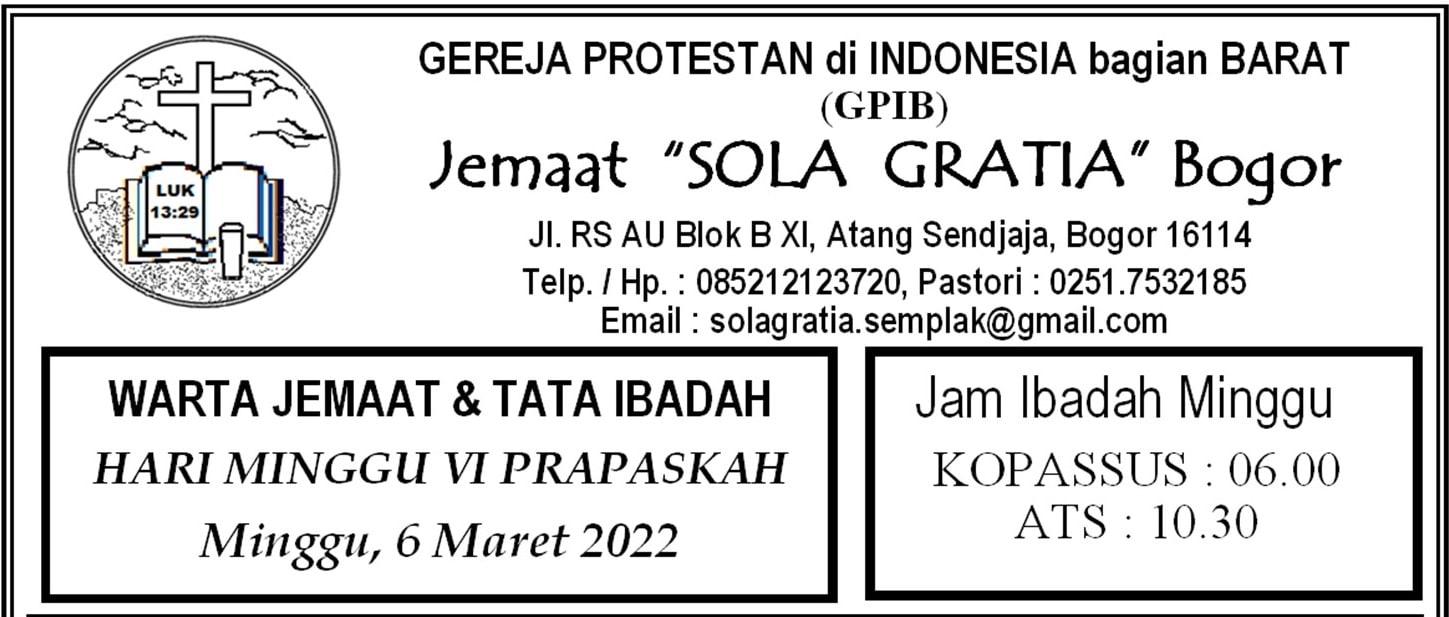 Read more about the article Warta Jemaat, Minggu 06 Maret 2022
