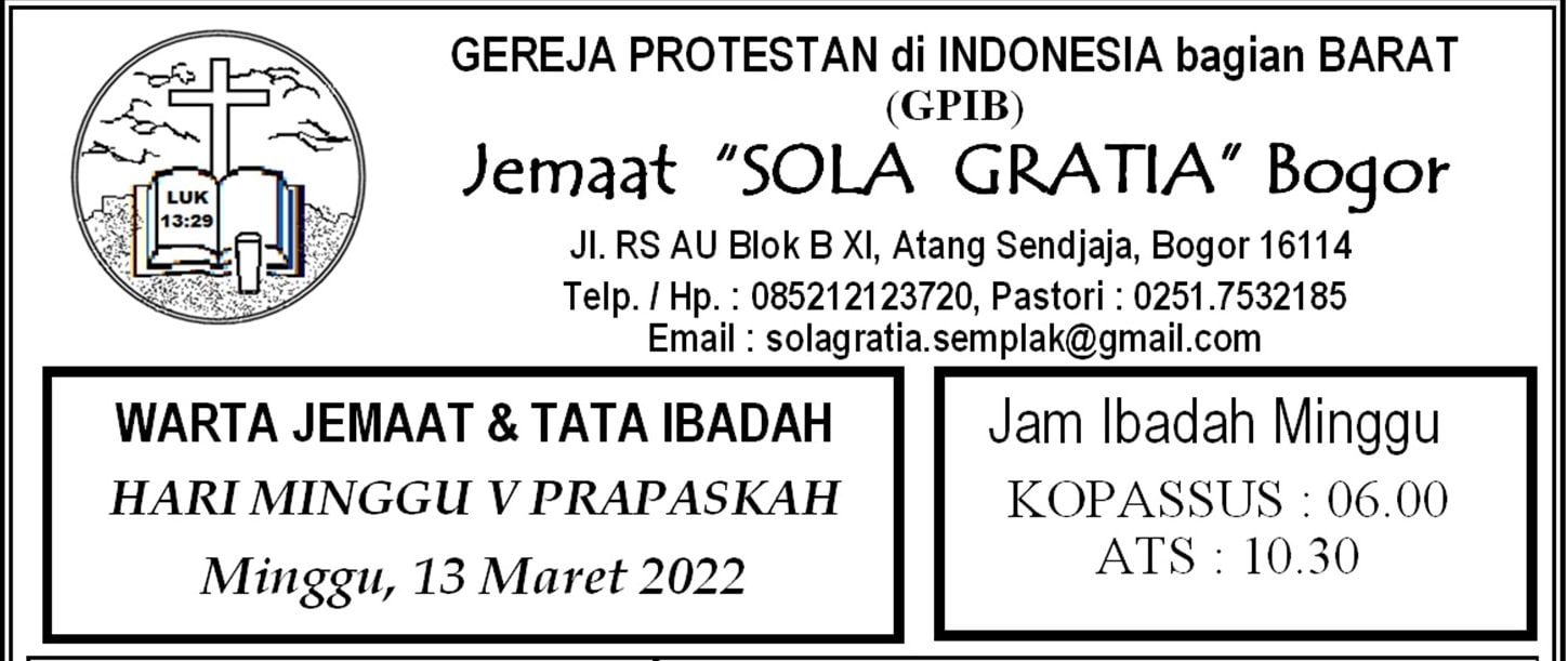 Read more about the article Warta Jemaat, Minggu 13 Maret 2022
