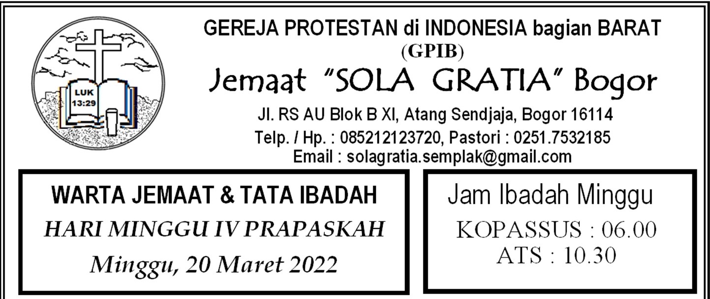 Read more about the article Warta Jemaat, Minggu 20 Maret 2022