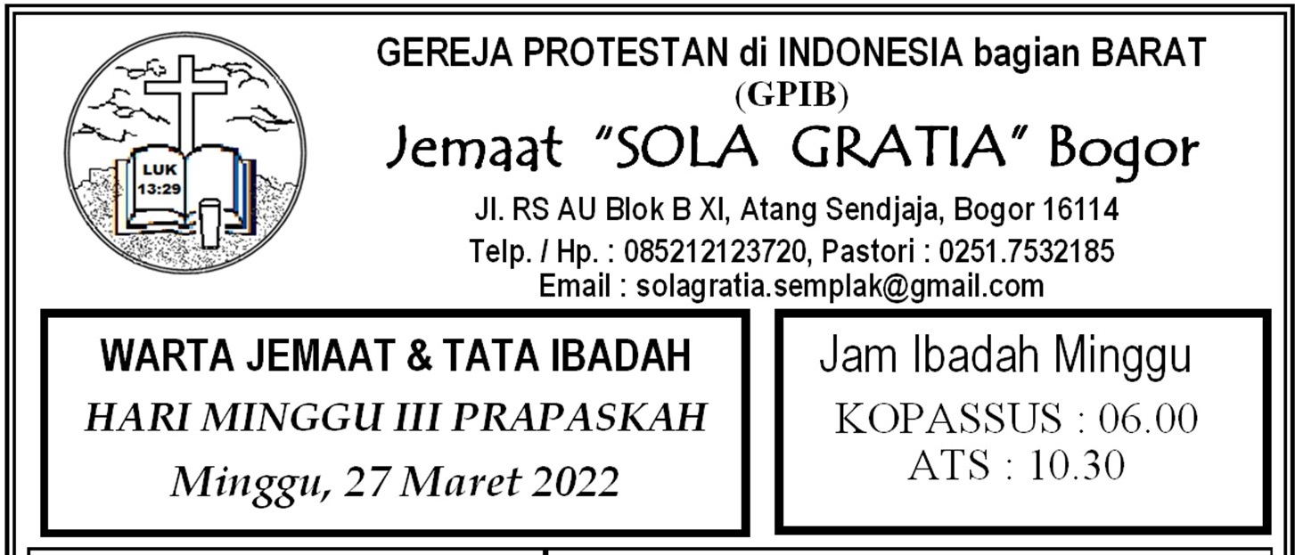 Read more about the article Warta Jemaat, Minggu 27 Maret 2022