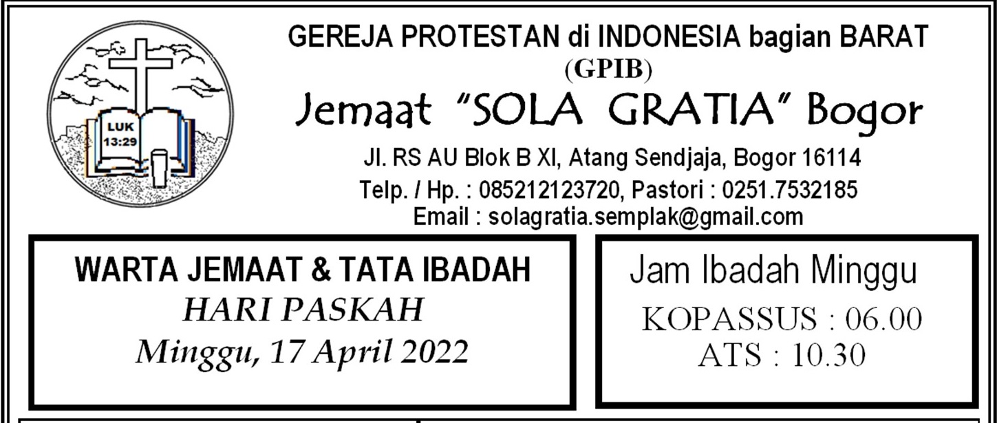 Read more about the article Tata Ibadah, Minggu 17 April 2022