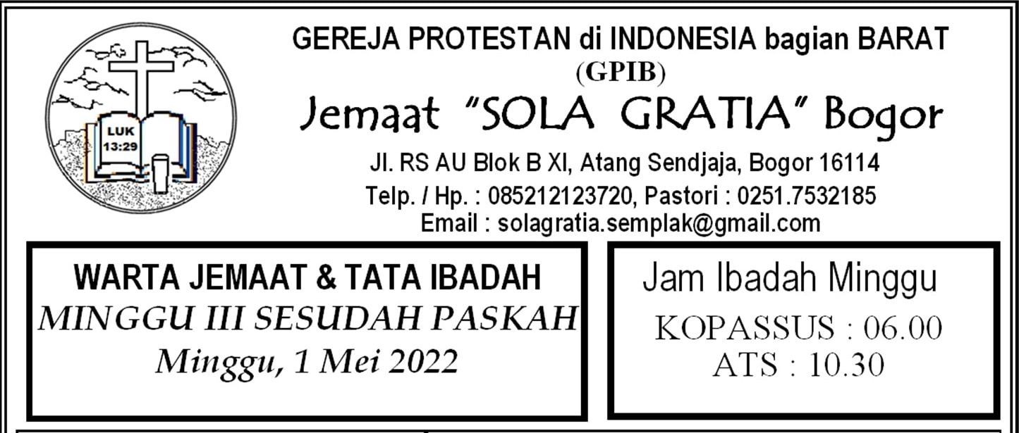 Read more about the article Tata Ibadah & Warta Jemaat, Ibadah Minggu 01 Mei 2022
