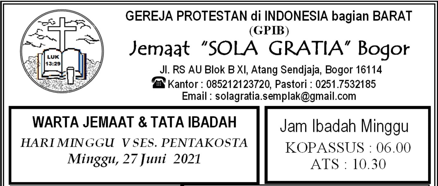 Read more about the article Warta Jemaat, Minggu 26 Juni 2021