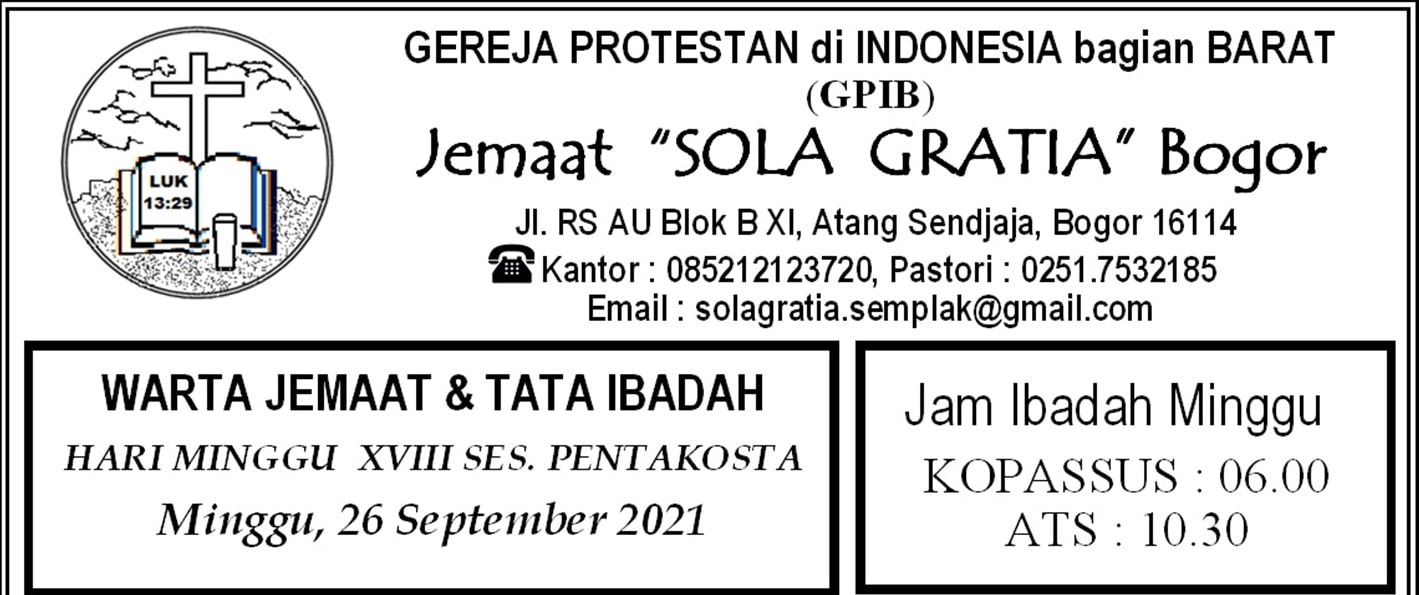 Read more about the article Warta Jemaat, Minggu 26 September 2021