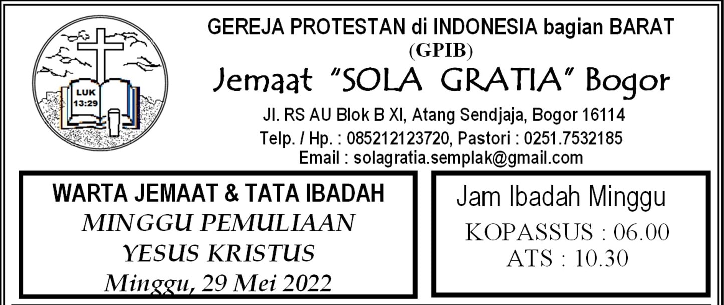 Read more about the article Tata Ibadah & Warta Jemaat, Minggu 29 Mei 2022