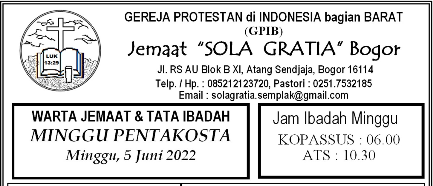 Read more about the article Tata ibadah & Warta jemaat, Minggu 05 Juni 2022