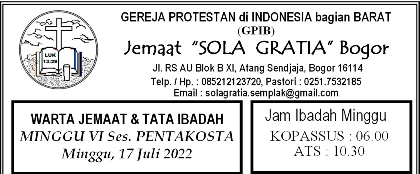 Read more about the article Tata Ibadah & Warta Jemaat, Ibadah Minggu 17 Juli 2022