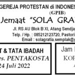 Tata Ibadah & Warta Jemaat, Ibadah Minggu 24 Juli 2022
