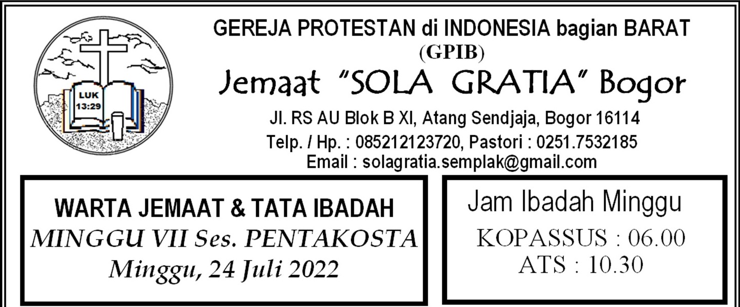 Read more about the article Tata Ibadah & Warta Jemaat, Ibadah Minggu 24 Juli 2022