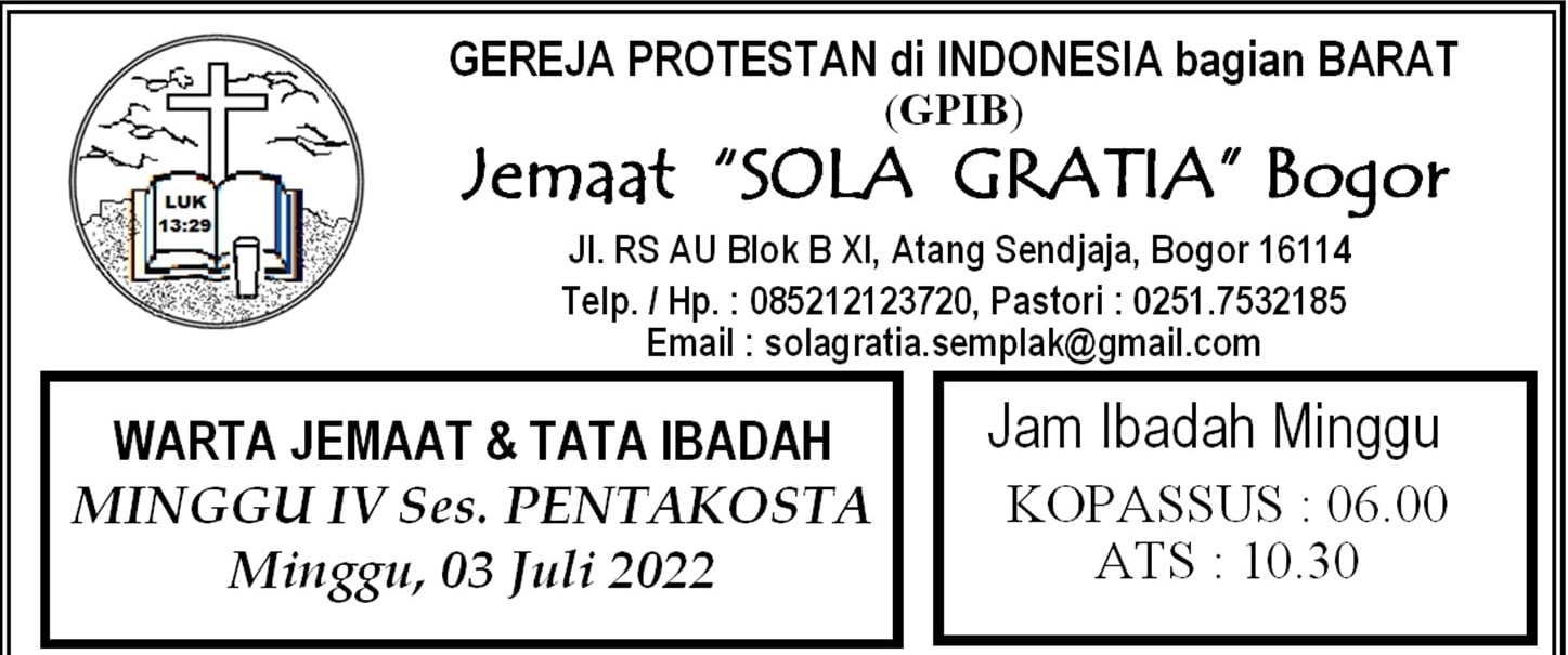 Read more about the article Tata Ibadah & Warta Jemaat, Ibadah Minggu 03 Juli 2022