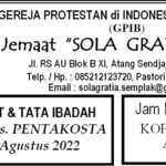 Tata Ibadah & Warta Jemaat, Ibadah Minggu 21 Agustus 2022