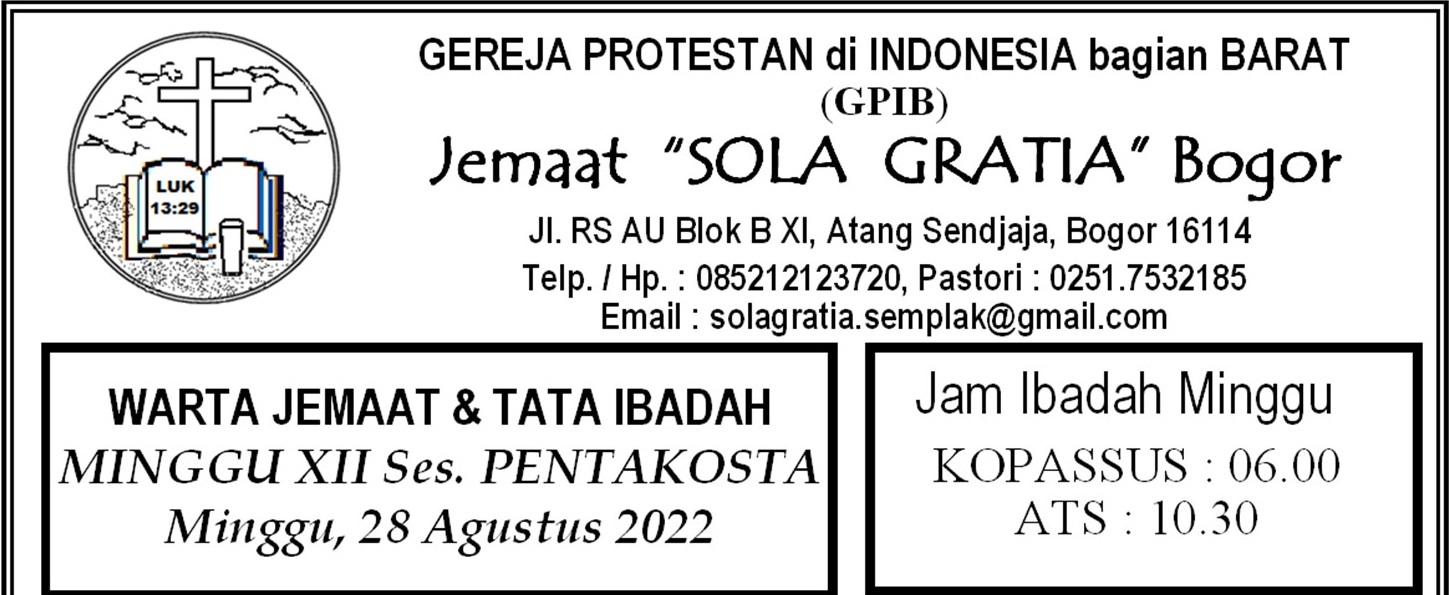Read more about the article Tata Ibadah & Warta Jemaat, Minggu 28 Agustus 2022