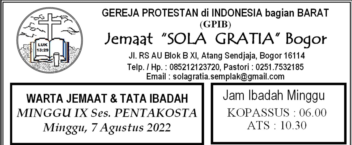 Read more about the article Tata Ibadah & Warta Jemaat, Ibadah Minggu 07 Agustus 2022