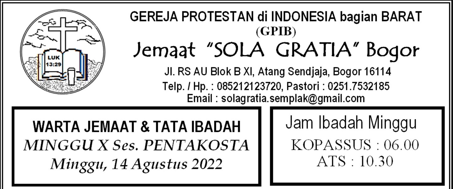 Read more about the article Tata Ibadah & Warta Jemaat, Ibadah Minggu 14 Agustus 2022