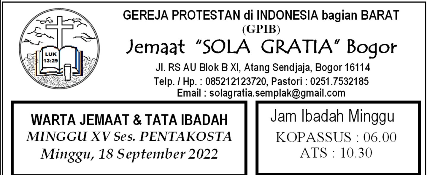 Read more about the article Tata Ibadah & Warta Jemaat, Minggu 18 September 2022