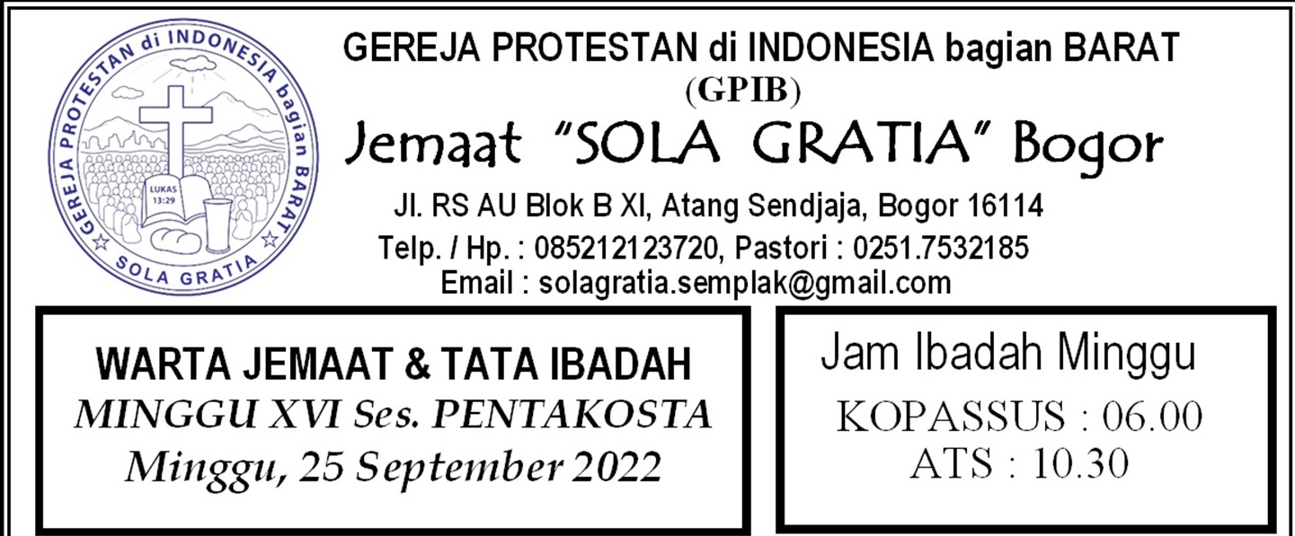 Read more about the article Tata Ibadah & Warta Jemaat, Minggu 25 September 2022