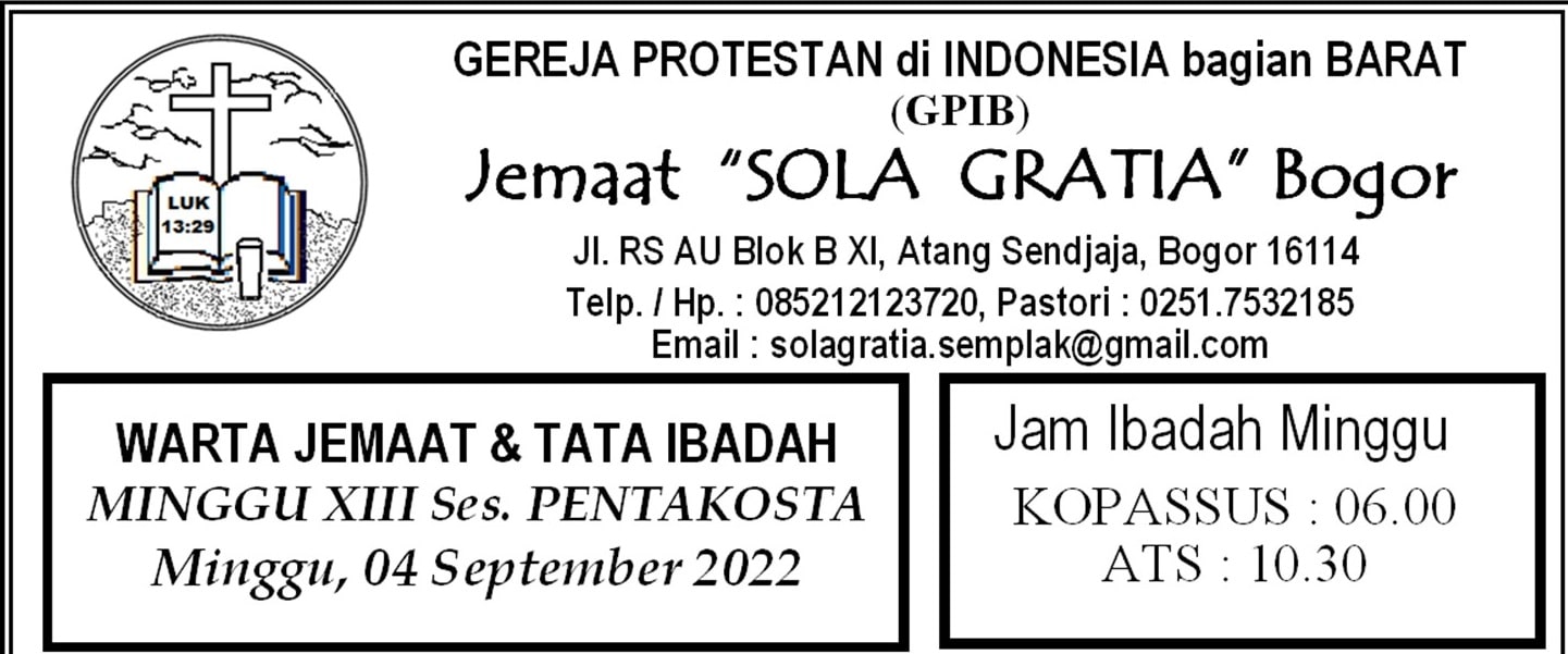 Read more about the article Tata Ibadah & Warta Jemaat, Minggu 04 September 2022