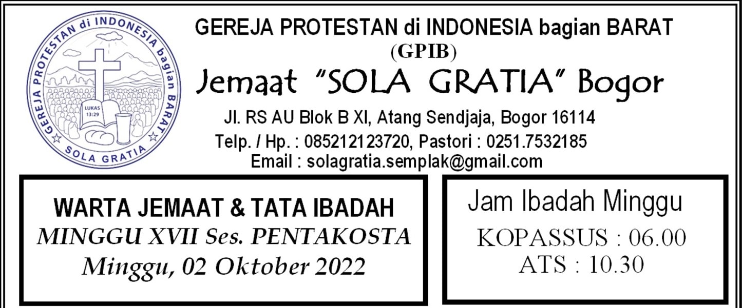 Read more about the article Tata Ibadah & Warta Jemaat, Minggu 02 Oktober 2022