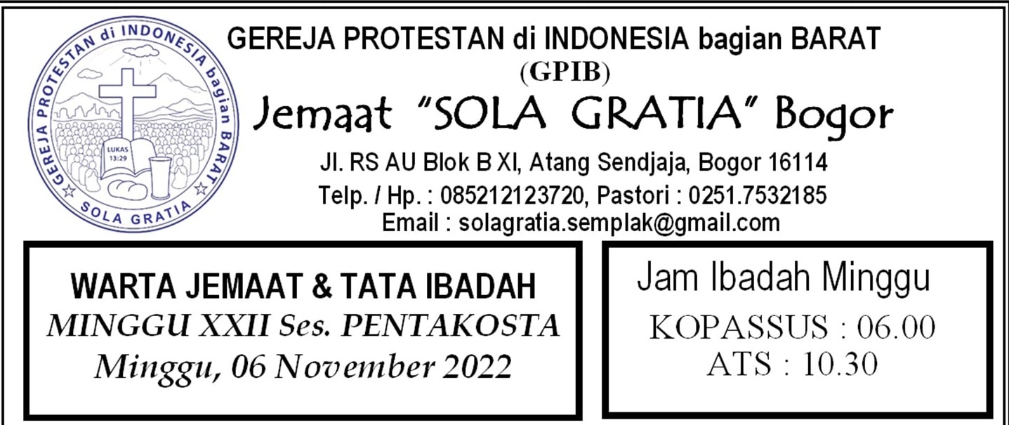 Read more about the article Tata Ibadah & Warta Jemaat, Minggu 06 November 2022