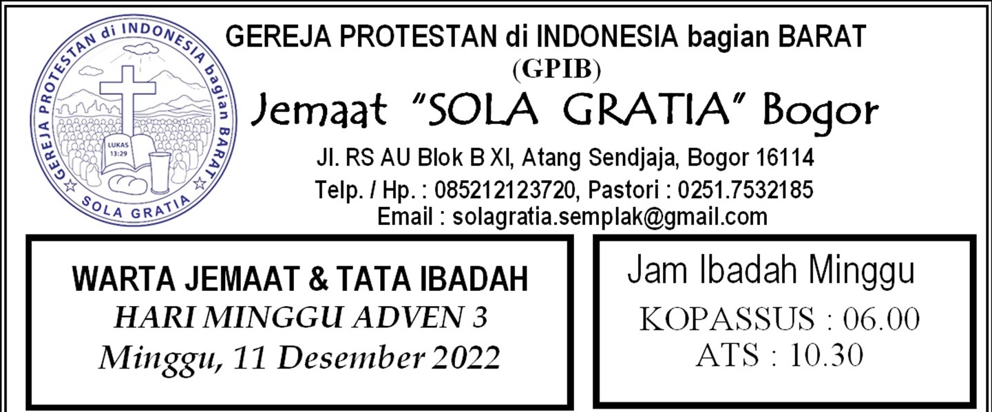 Read more about the article Tata Ibadah & Warta Jemaat, Minggu 11 Desember 2022