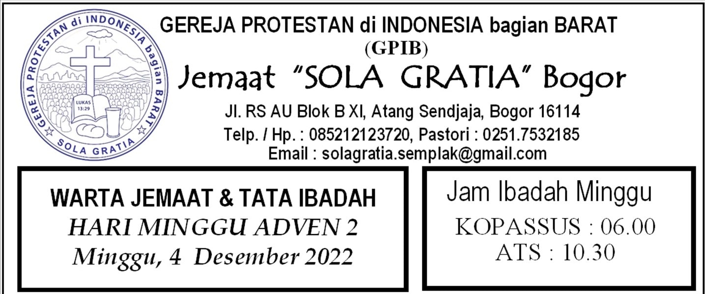 Read more about the article Tata Ibadah & Warta Jemaat, Minggu 04 Desember 2022