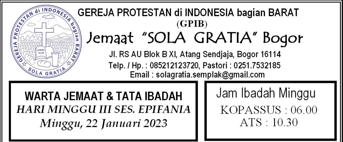 Read more about the article Tata Ibadah & Warta Jemaat, Ibadah Minggu 22 Januari 2023