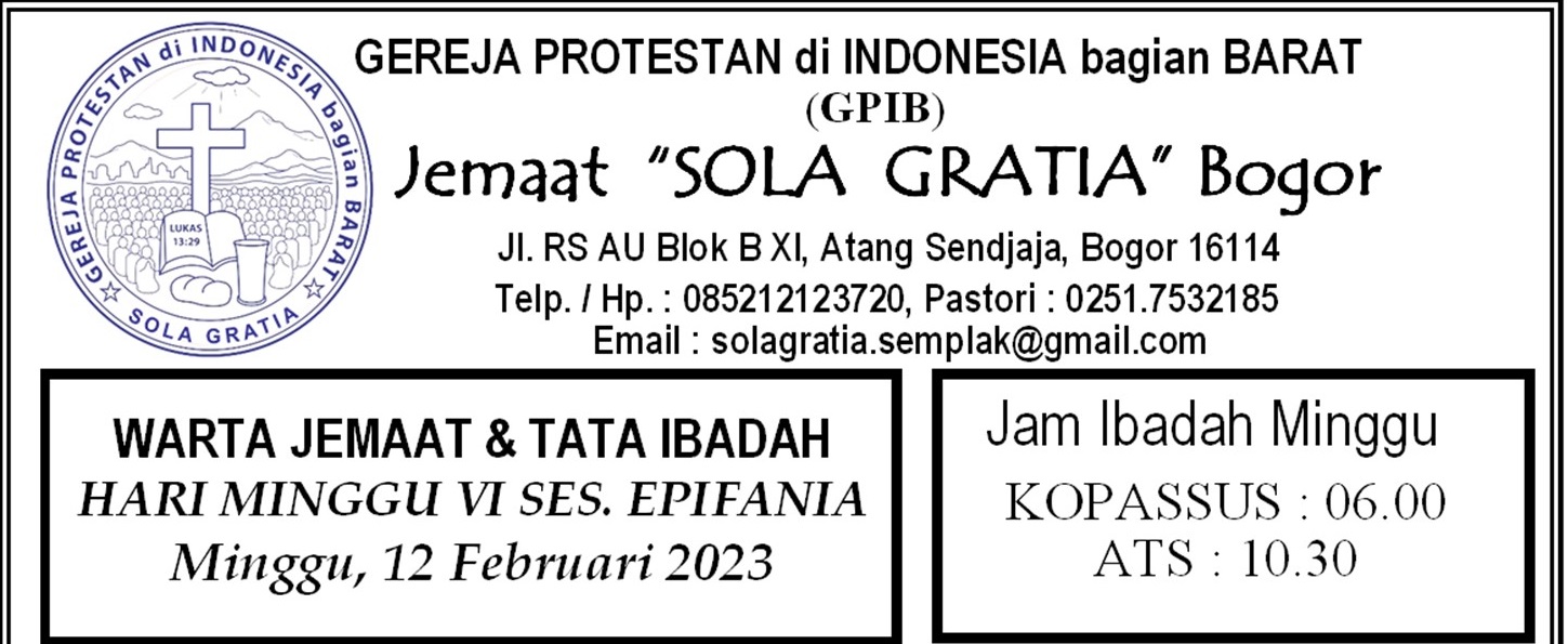 Read more about the article Tata Ibadah & Warta Jemaat, Minggu 12 Februari 2023