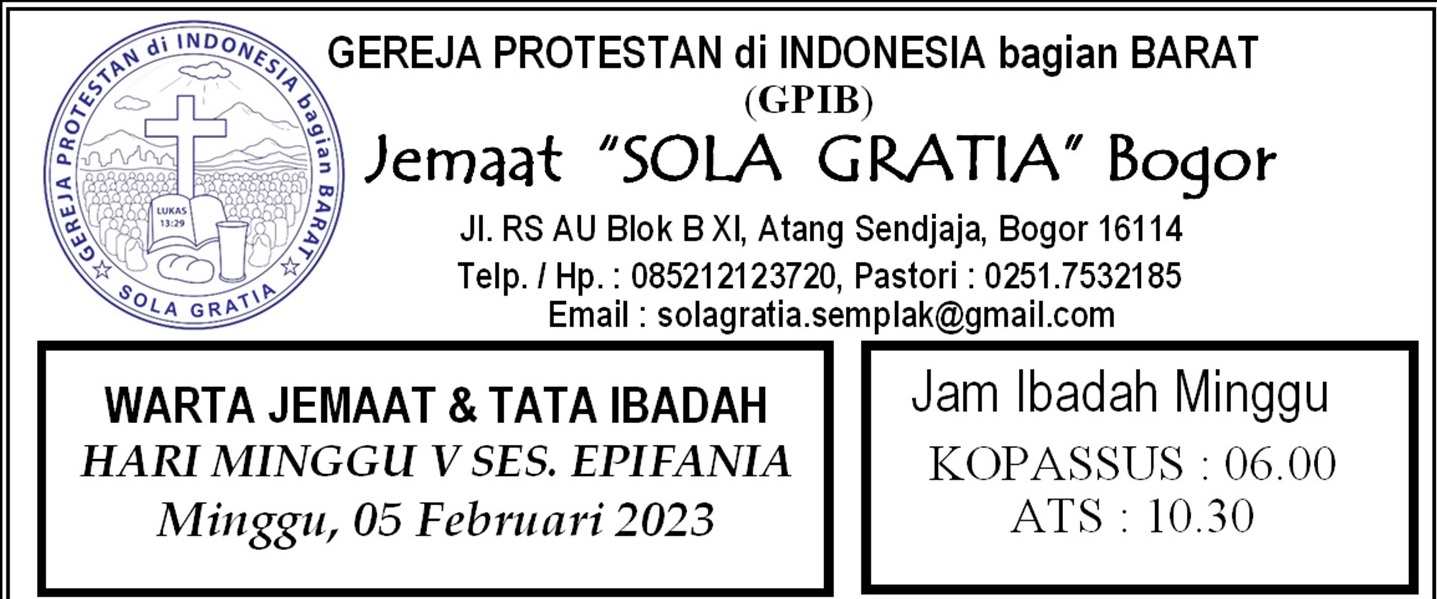 Read more about the article Tata Ibadah & Warta Jemaat, Ibadah Minggu 05 Februari 2023