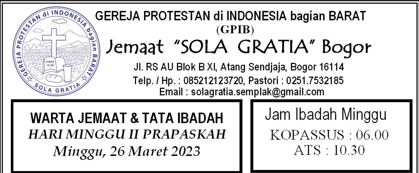 Read more about the article Tata Ibadah & Warta Jemaat, Minggu 26 Maret 2023