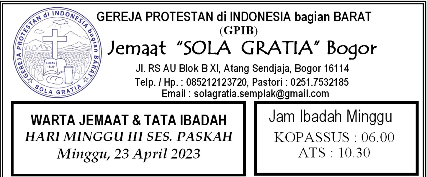 Read more about the article Tata Ibadah  & Warta Jemaat, Ibadah Minggu 23 April 2023