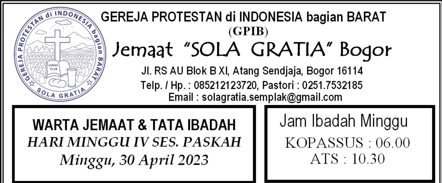 Read more about the article Tata Ibadah & Warta Jemaat, Minggu 30 April 2023