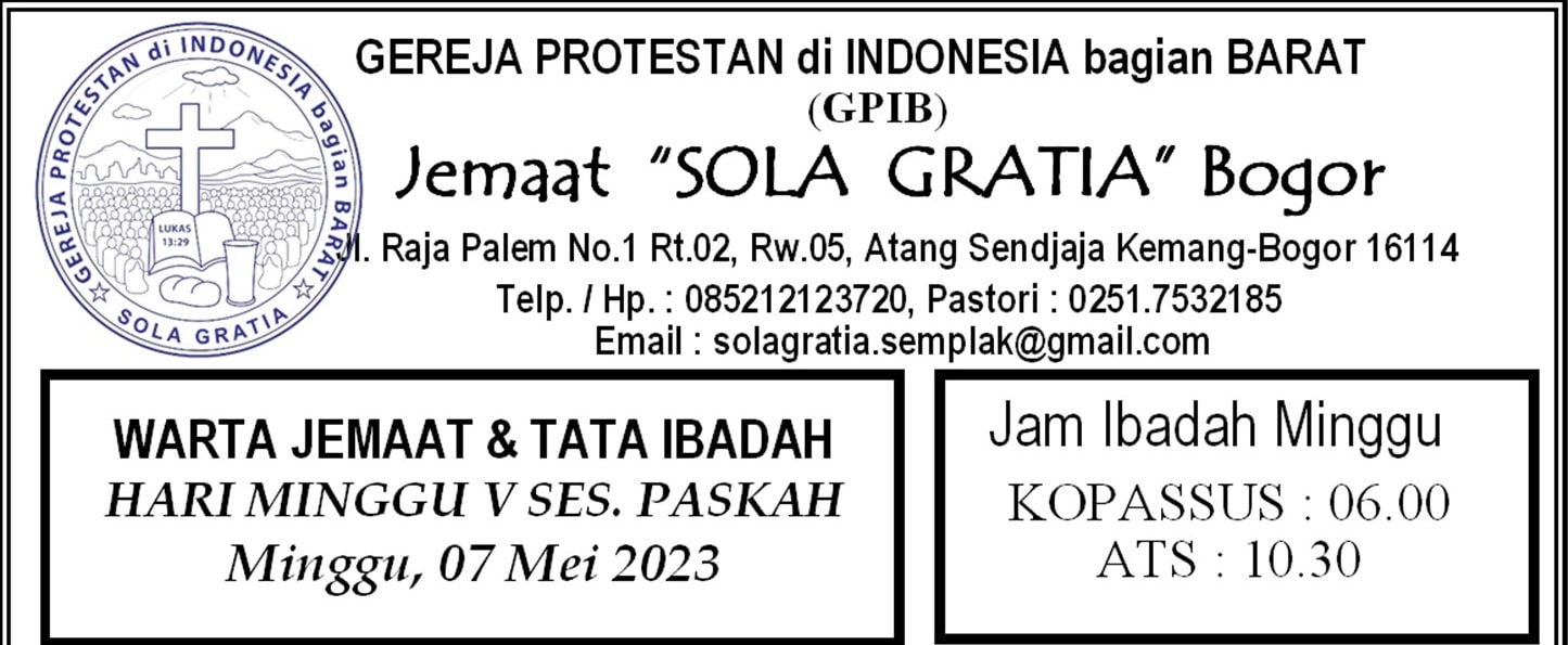 Read more about the article Tata Ibadah & Warta Jemaat, Minggu 07 Mei 2023