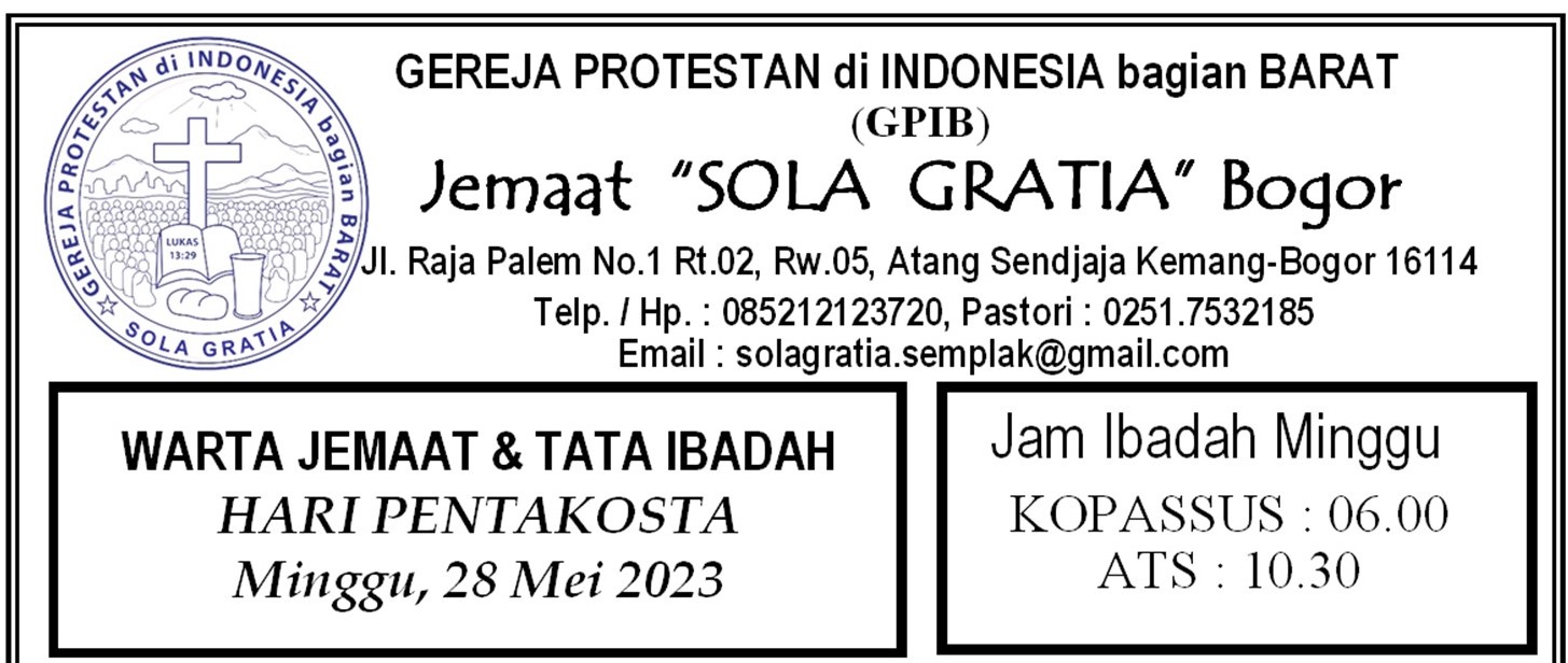 Read more about the article Tata Ibadah & Warta Jemaat, Minggu 28 Mei 2023