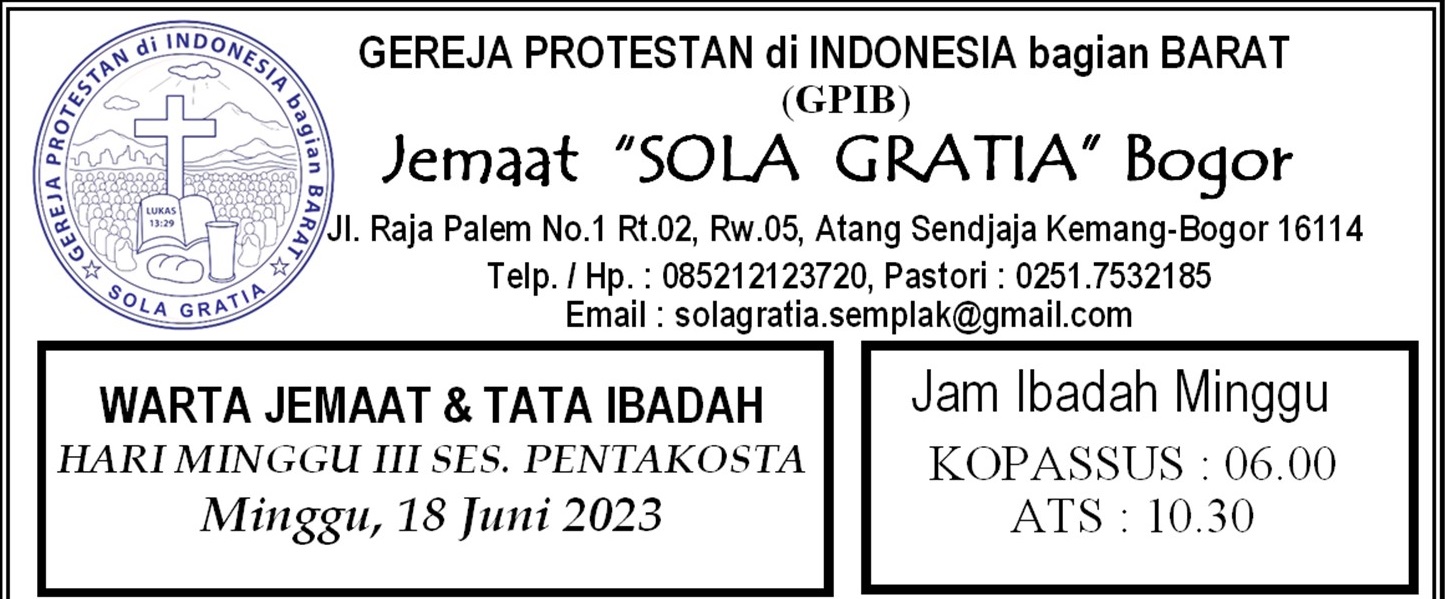 Read more about the article Tata Ibadah & Warta Jemaat, Ibadah Minggu 18 Juni 2023