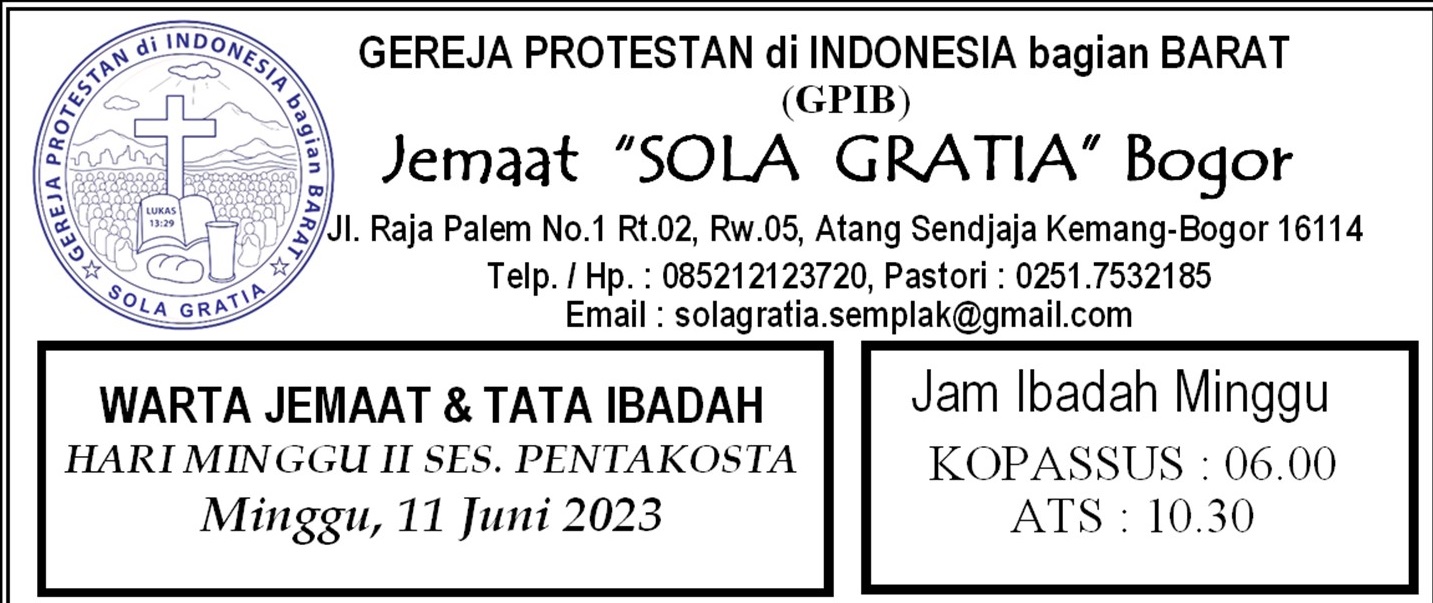 Read more about the article Tata Ibadah & Warta Jemaat, Minggu 11 Juni 2023