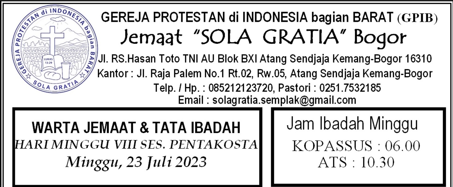 Read more about the article Tata Ibadah & Warta Jemaat, Ibadah Minggu 23 Juli 2023