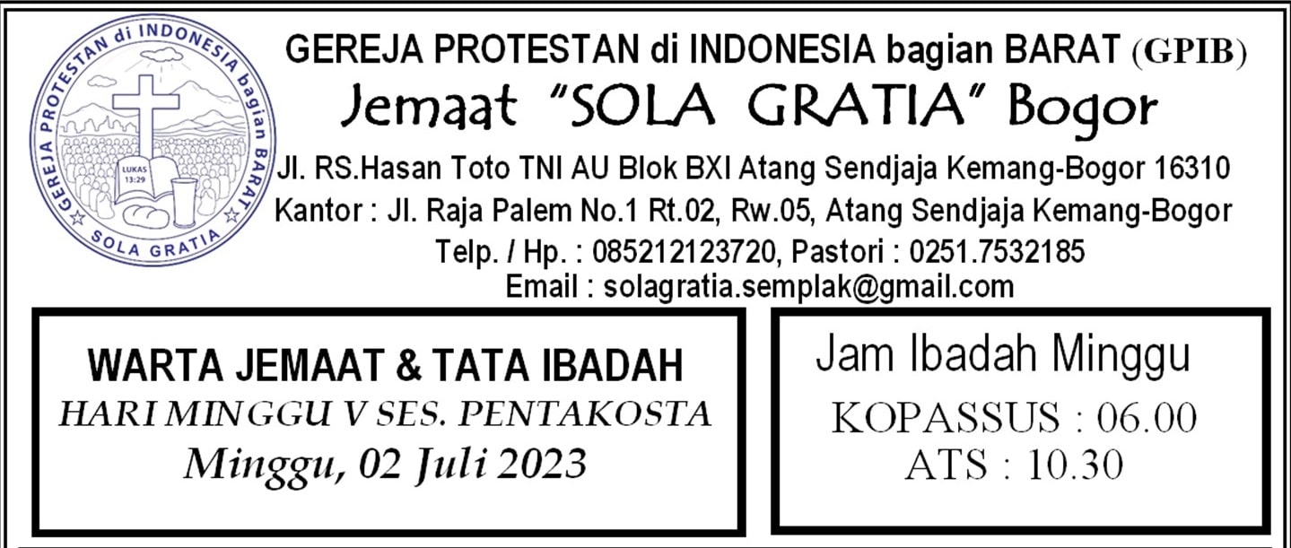 Read more about the article Tata Ibadah & Warta Jemaat,Minggu 02 Juli 2023