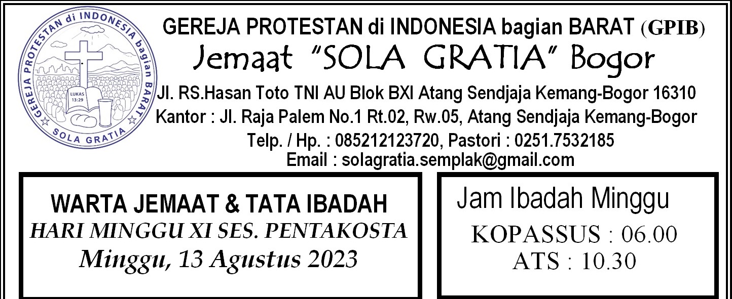 Read more about the article Tata Ibadah & Warta Jemaat, Minggu 13 Agustus 2023