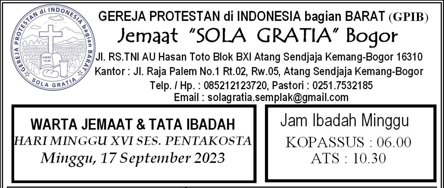 Read more about the article Tata Ibadah & Warta Jemaat, Minggu 17 September 2023