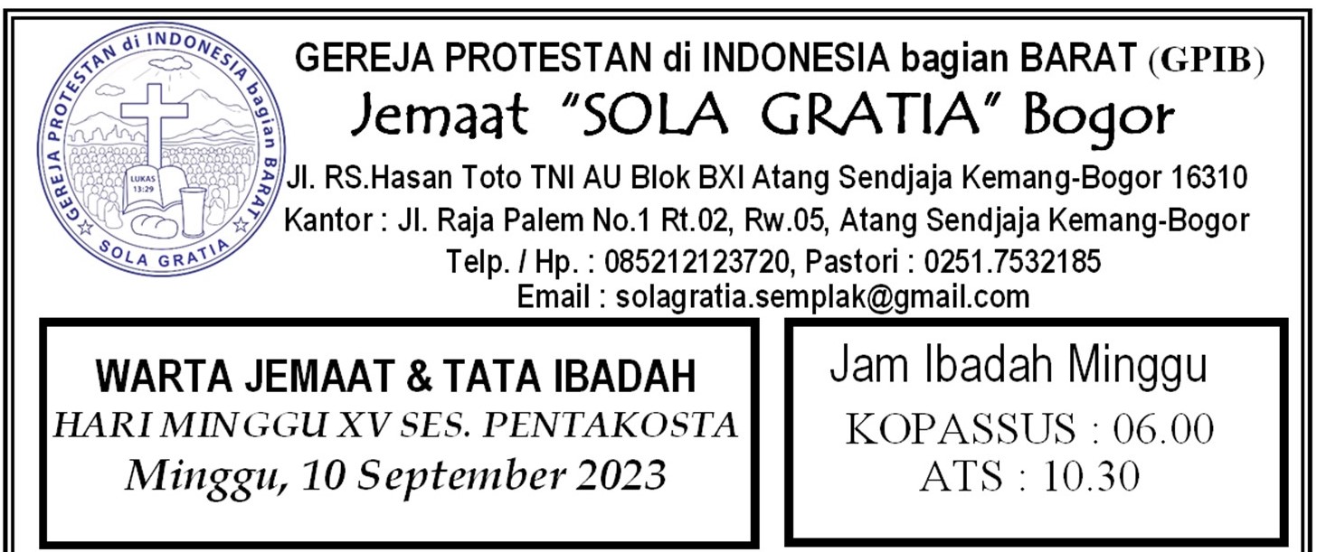 Read more about the article Tata Ibadah & Warta Jemaat, Minggu 10 September 2023