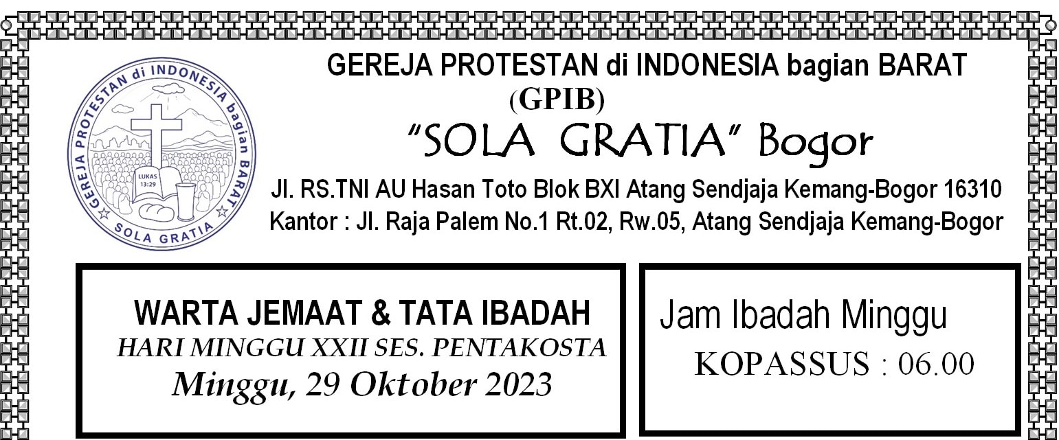 Read more about the article Tata Ibadah & Warta Jemaat, Minggu 29 Oktober 2023