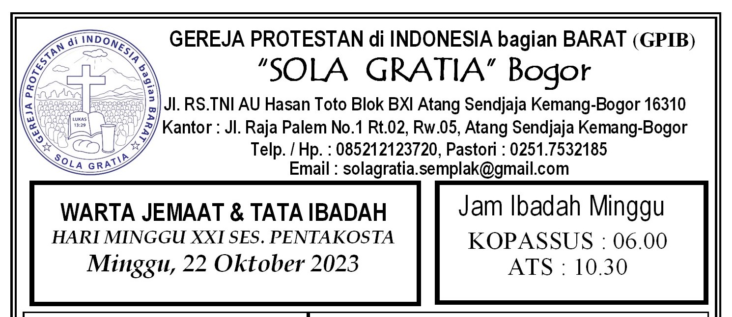 Read more about the article Tata Ibadah & Warta Jemaat, Minggu 22 Oktober 2023