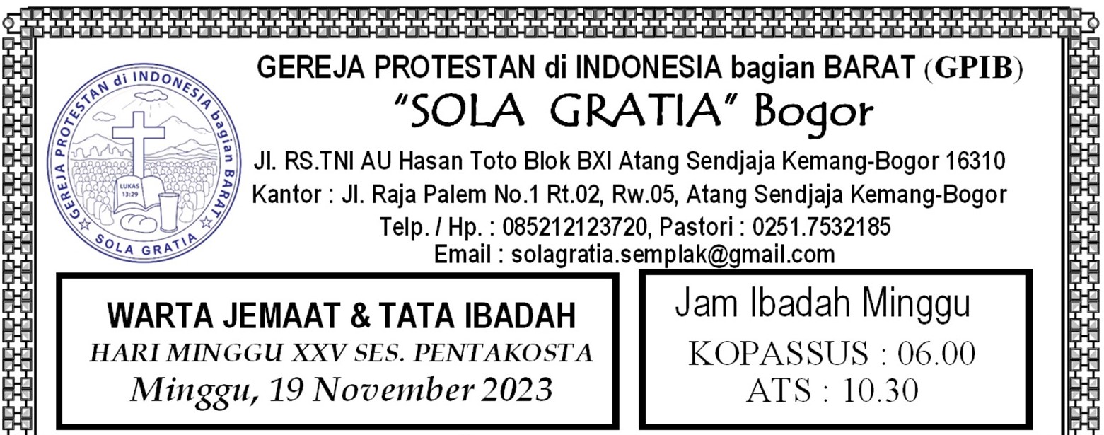 Read more about the article Tata Ibadah & Warta jemaat, Minggu 19 November 2023